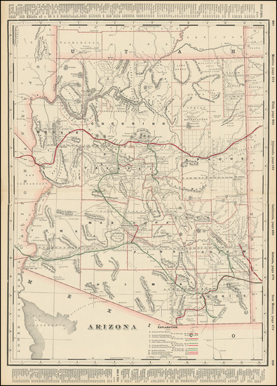 49-Arizona Map By George F. Cram