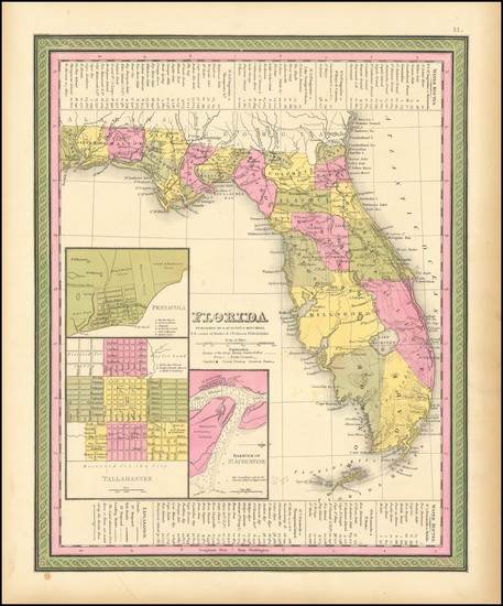 46-Florida Map By Samuel Augustus Mitchell