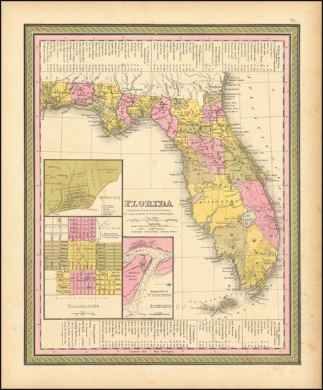 79-Florida Map By Samuel Augustus Mitchell