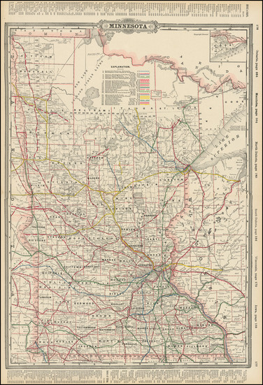 56-Minnesota Map By George F. Cram