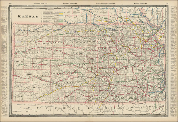 100-Kansas Map By George F. Cram