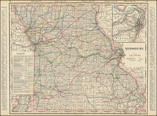 47-Missouri Map By George F. Cram