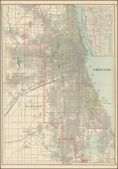 48-Chicago Map By George F. Cram