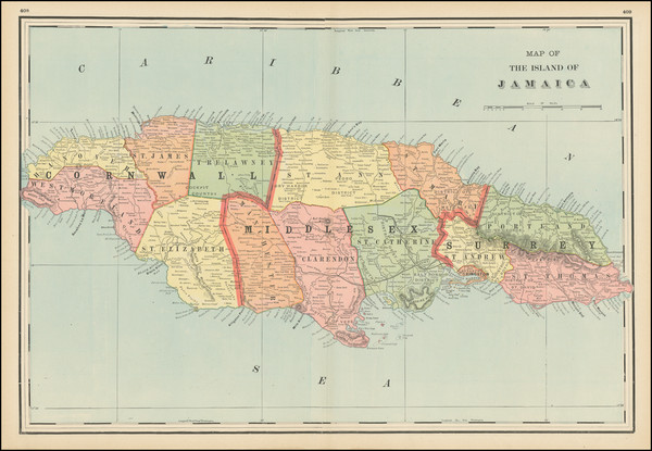 88-Jamaica Map By George F. Cram