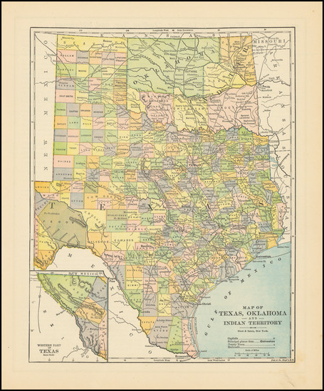 14-Texas and Oklahoma & Indian Territory Map By Fisk & Co.