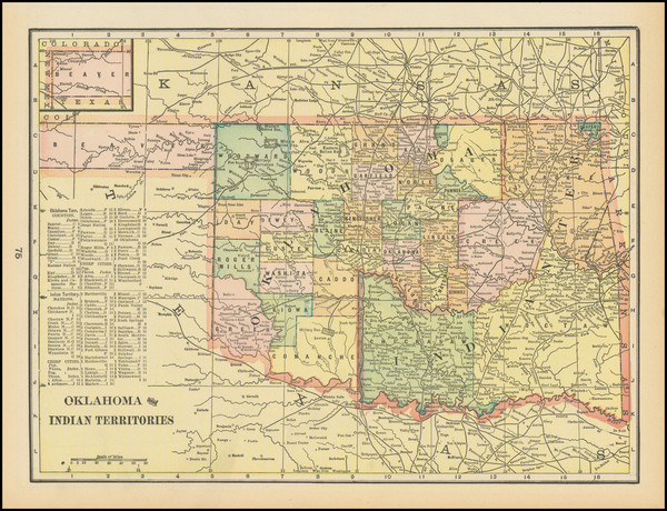 35-Oklahoma & Indian Territory Map By George F. Cram