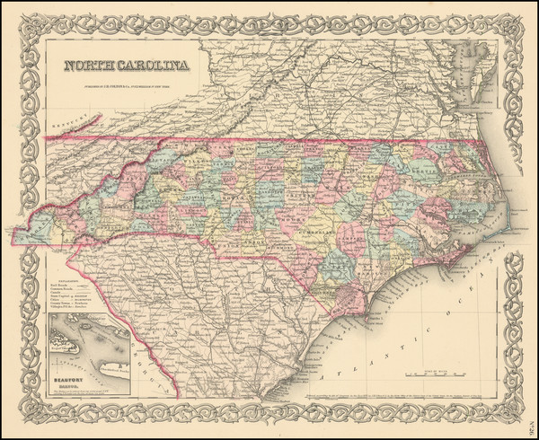 12-North Carolina Map By Joseph Hutchins Colton