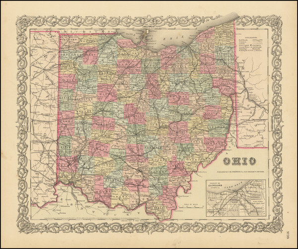 37-Ohio Map By Joseph Hutchins Colton