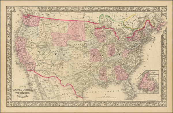 24-United States, North Dakota, South Dakota and Wyoming Map By Samuel Augustus Mitchell Jr.