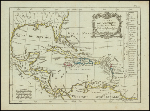 1-Florida and Caribbean Map By Charles Francois Delamarche