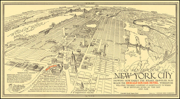 44-New York City Map By Richard Edes Harrison