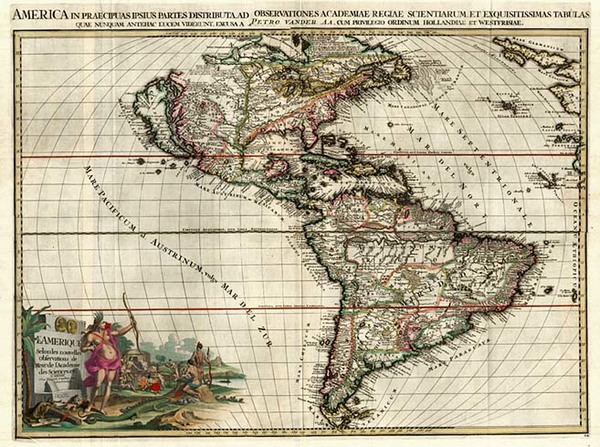 4-South America and America Map By Pieter van der Aa