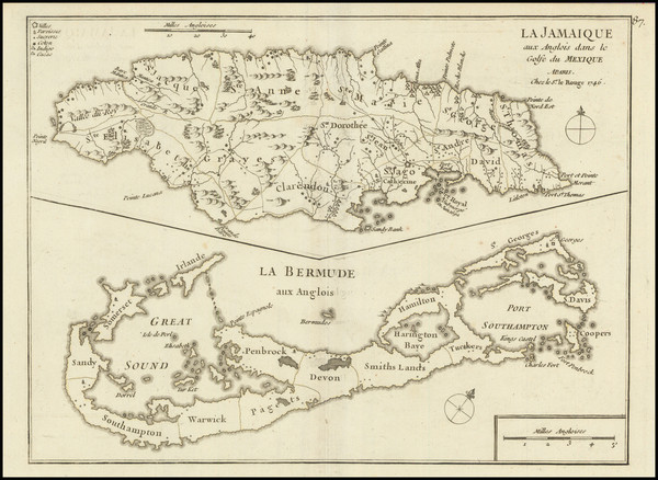 49-Jamaica and Bermuda Map By Georges Louis Le Rouge