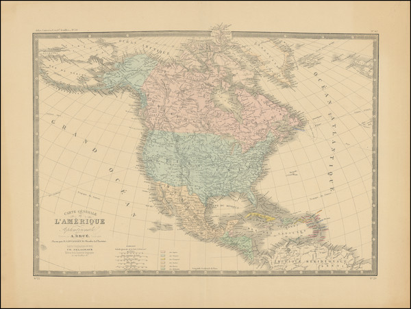 22-North America Map By Adrien-Hubert Brué / E. Levasseur