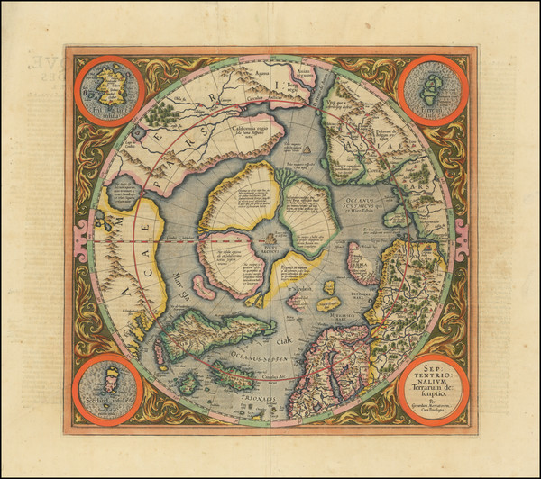 46-Northern Hemisphere, Polar Maps and Alaska Map By Gerard Mercator