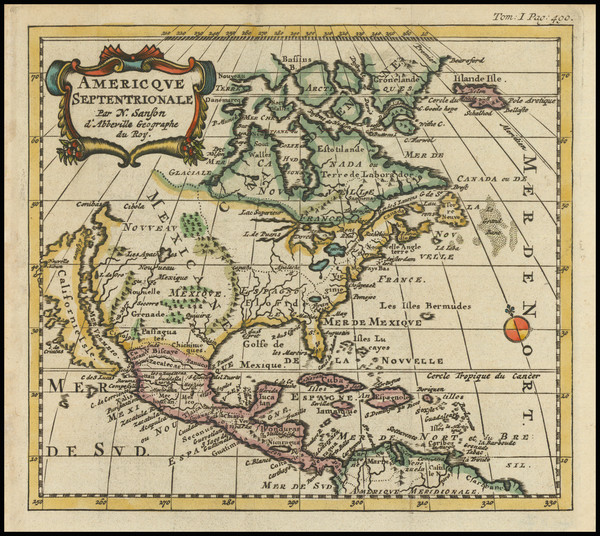 84-North America and California as an Island Map By Nicolas Sanson