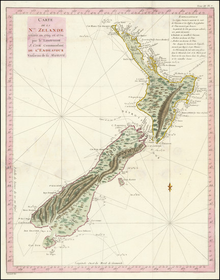 35-New Zealand Map By James Cook