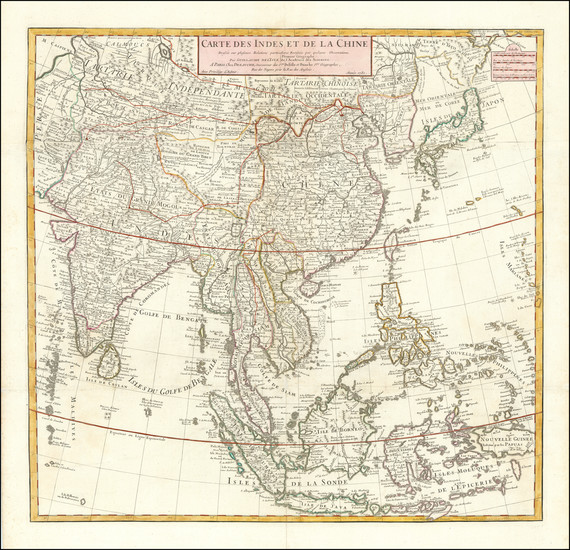 93-China, India, Southeast Asia, Philippines and Indonesia Map By Jean André Dezauche