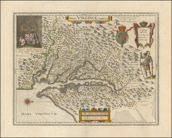 61-Mid-Atlantic, Maryland, Delaware, Southeast and Virginia Map By Willem Janszoon Blaeu