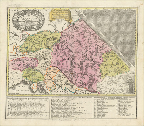 29-Austria, Hungary, Romania and Croatia & Slovenia Map By Matthaus Seutter