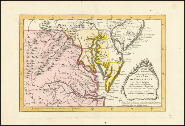 6-Maryland, Southeast and Virginia Map By Jacques Nicolas Bellin