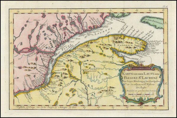 17-Eastern Canada Map By Jacques Nicolas Bellin