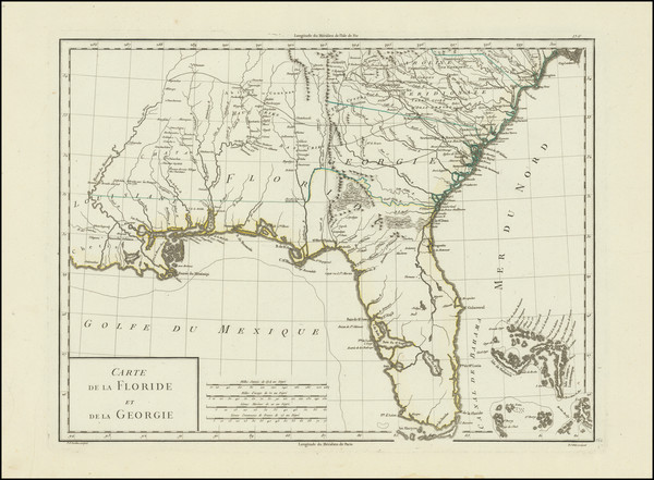 30-Florida, Southeast and Georgia Map By Pierre Antoine Tardieu