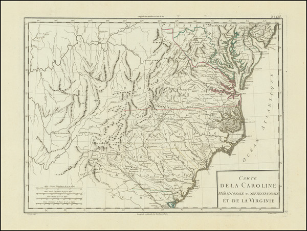 92-South, Southeast, Virginia, North Carolina and South Carolina Map By Pierre Antoine Tardieu