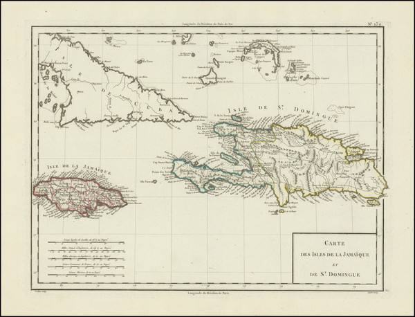 82-Cuba, Jamaica and Hispaniola Map By Mentelle  &  Pierre-Gilles Chanlaire