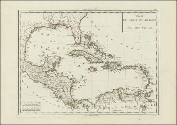78-South, Southeast, Texas, Mexico, Caribbean and Central America Map By Mentelle  &  Pierre-G
