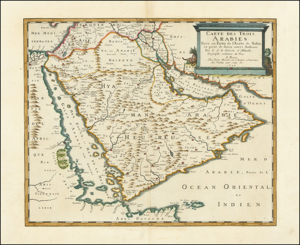 30-Middle East and Arabian Peninsula Map By Pierre Mariette - Nicolas Sanson