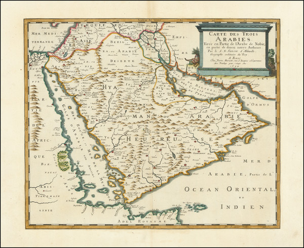 38-Middle East and Arabian Peninsula Map By Pierre Mariette - Nicolas Sanson