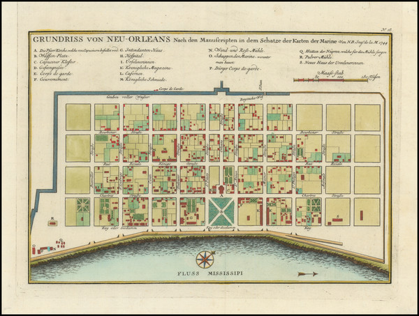 56-Louisiana and New Orleans Map By Jacques Nicolas Bellin