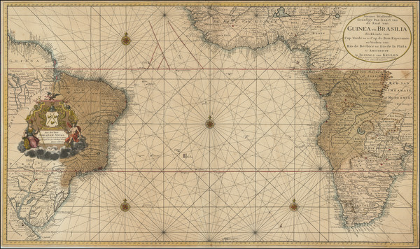 98-Atlantic Ocean, South America, Africa and West Africa Map By Gerard Van Keulen