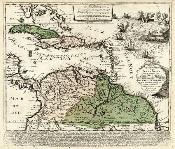 99-Southeast, Caribbean, Central America and South America Map By Gottfried Jacob Haupt