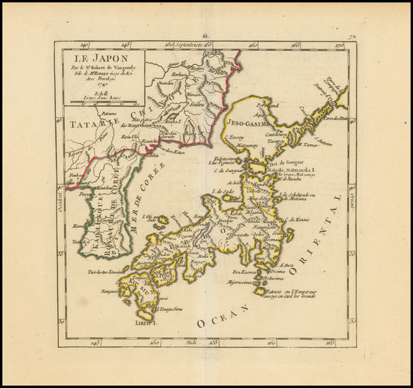 15-Japan and Korea Map By Gilles Robert de Vaugondy