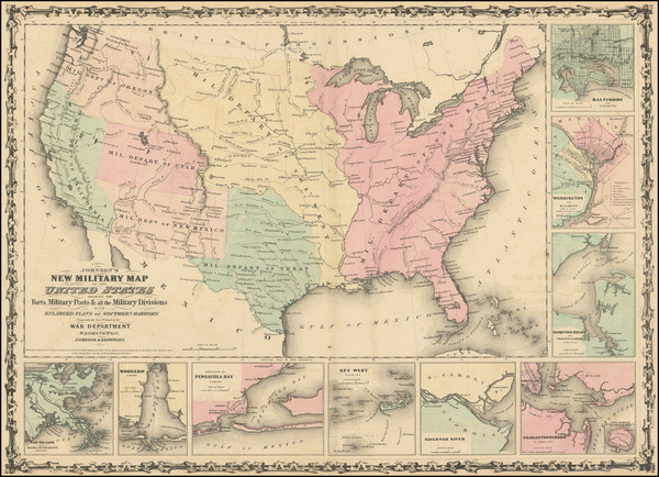 94-United States and Civil War Map By Alvin Jewett Johnson  &  Ross C. Browning