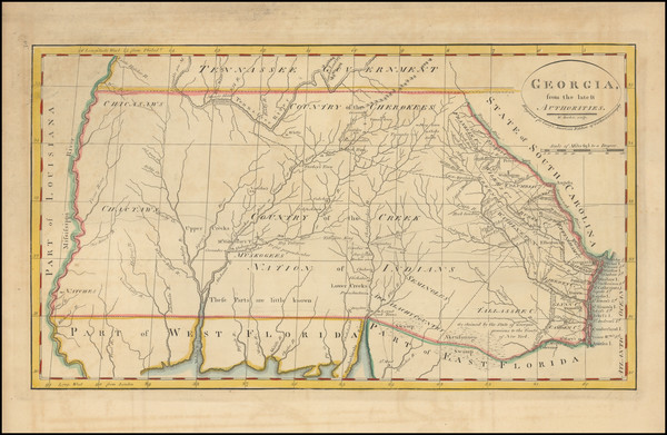 2-South, Alabama, Mississippi, Southeast and Georgia Map By Mathew Carey