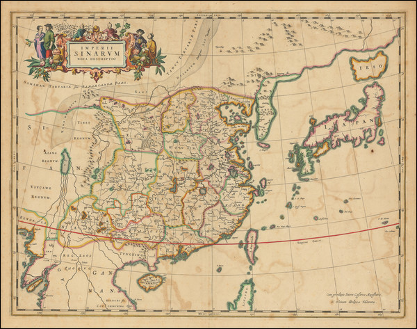 50-China and Korea Map By Johannes Blaeu