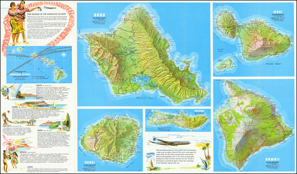 34-Hawaii, Hawaii and Travel Posters Map By Pan American World Airways