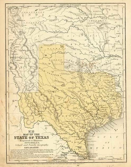 91-Texas Map By Samuel Augustus Mitchell