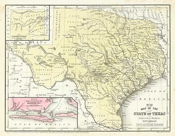 78-Texas Map By Samuel Augustus Mitchell