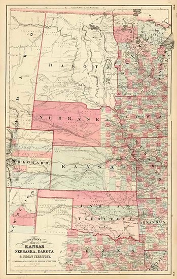 10-Midwest, Plains, Southwest and Rocky Mountains Map By Joseph Hutchins Colton