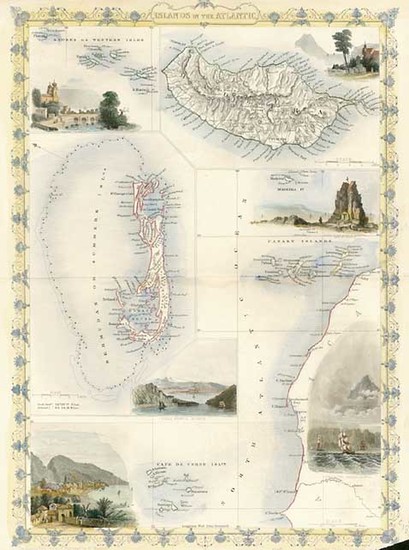 64-World and Atlantic Ocean Map By John Tallis