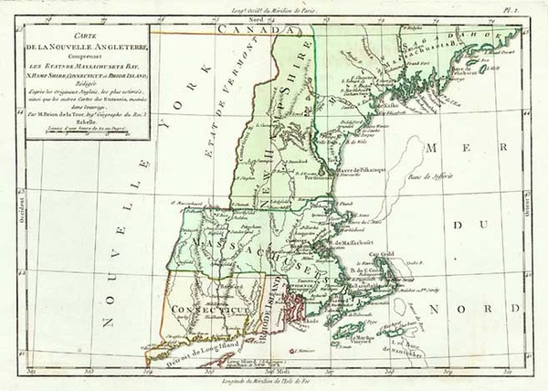 47-New England Map By Louis Brion de la Tour