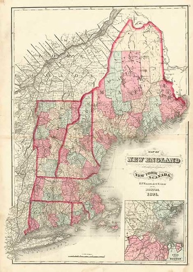 43-New England and Canada Map By Henry Francis Walling  &  OW Gray