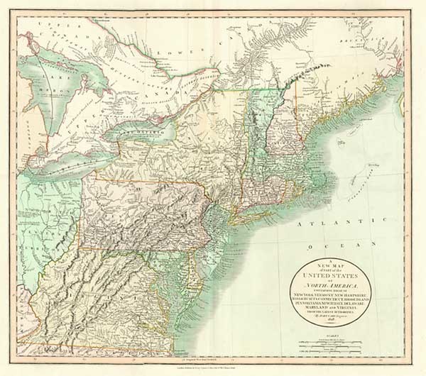 32-New England, Mid-Atlantic and Midwest Map By John Cary