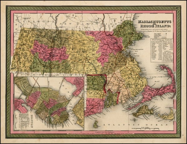 13-New England Map By Samuel Augustus Mitchell