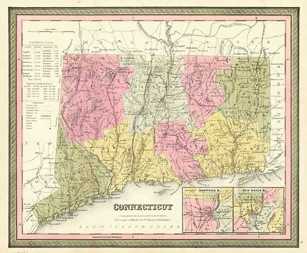 75-New England Map By Samuel Augustus Mitchell
