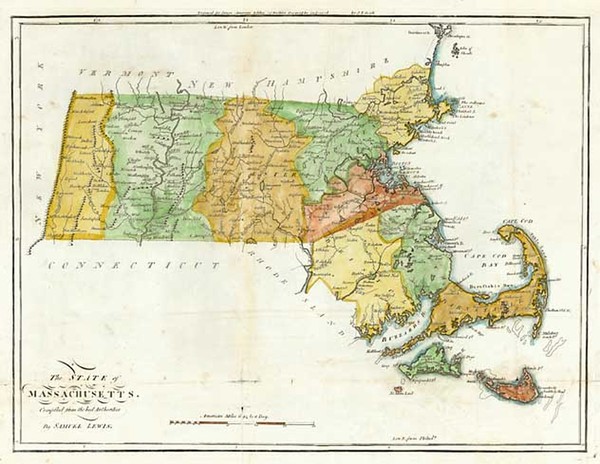 69-New England Map By Mathew Carey